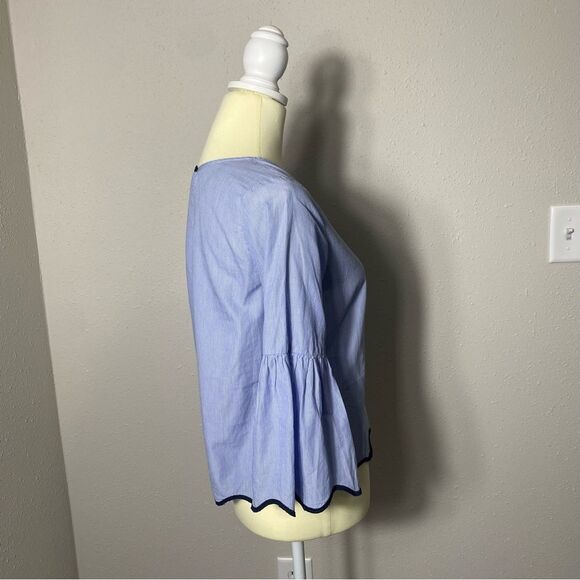 Zara Basic Collection Blue Pinstriped 3/4 Bell Sleeve Top Women's Size Small - Picture 15 of 15